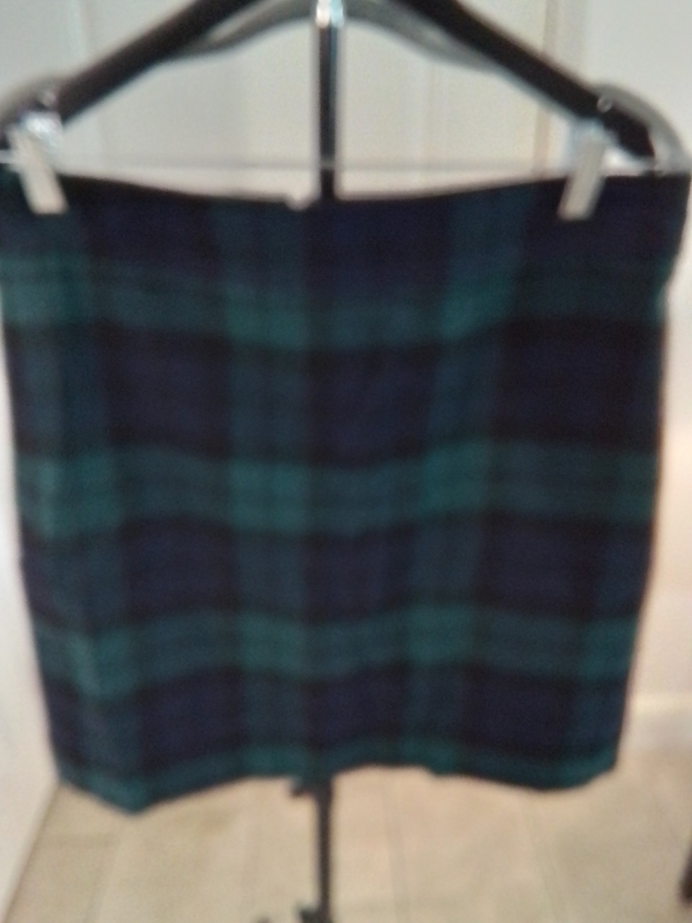 J. Crew Navy and Green Plaid Mini Skirt